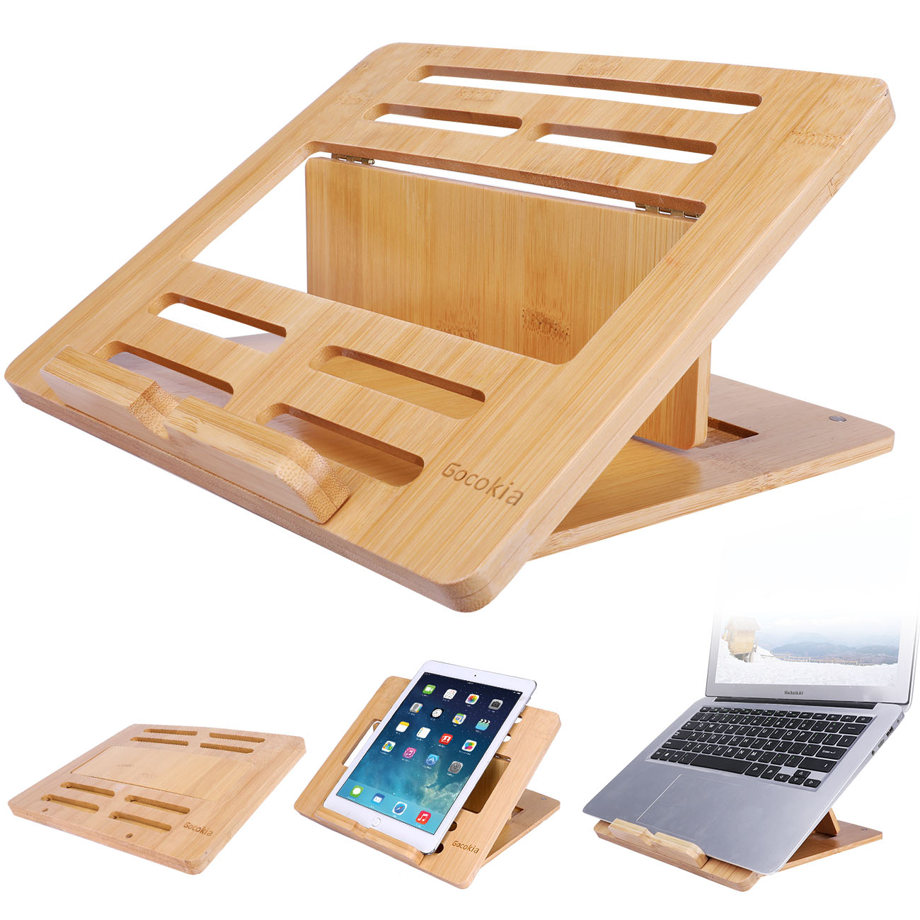 Laptop Stand Bamboo - الخيزران قابل للطي دفتر كمبيوتر محمول
