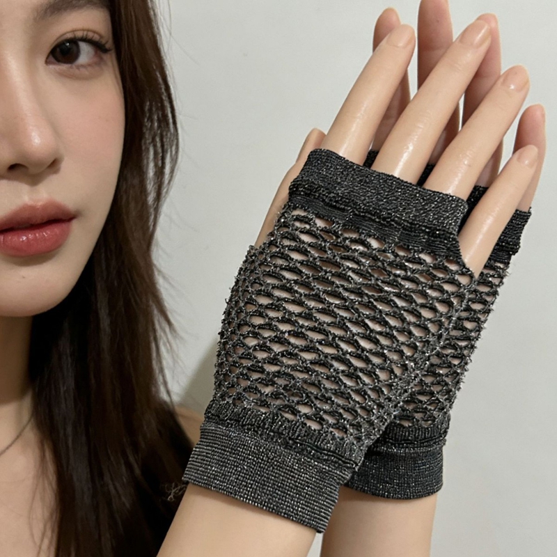 Tech Accessories Photo - قفازات شبكية قصيرة بدون أصابع للفتيات،
